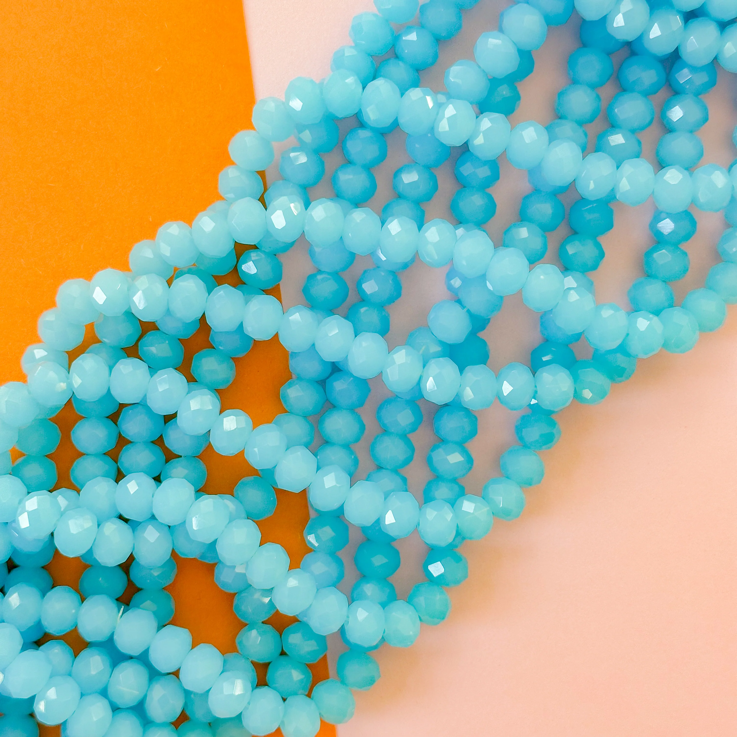 8mm Translucent Blue Faceted Crystal Strand - Image 2