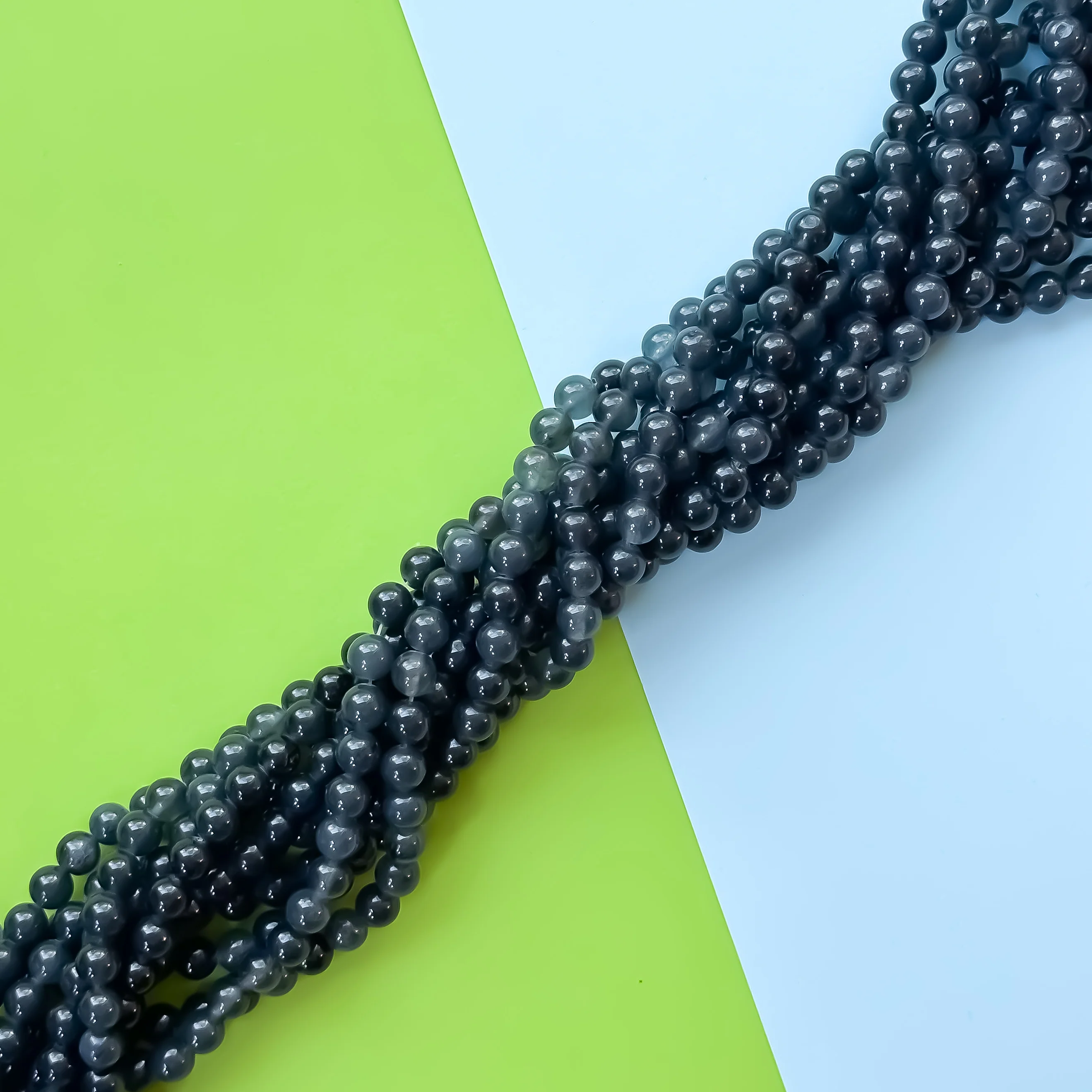 8mm Translucent Midnight Dyed Jade Rounds Strand
