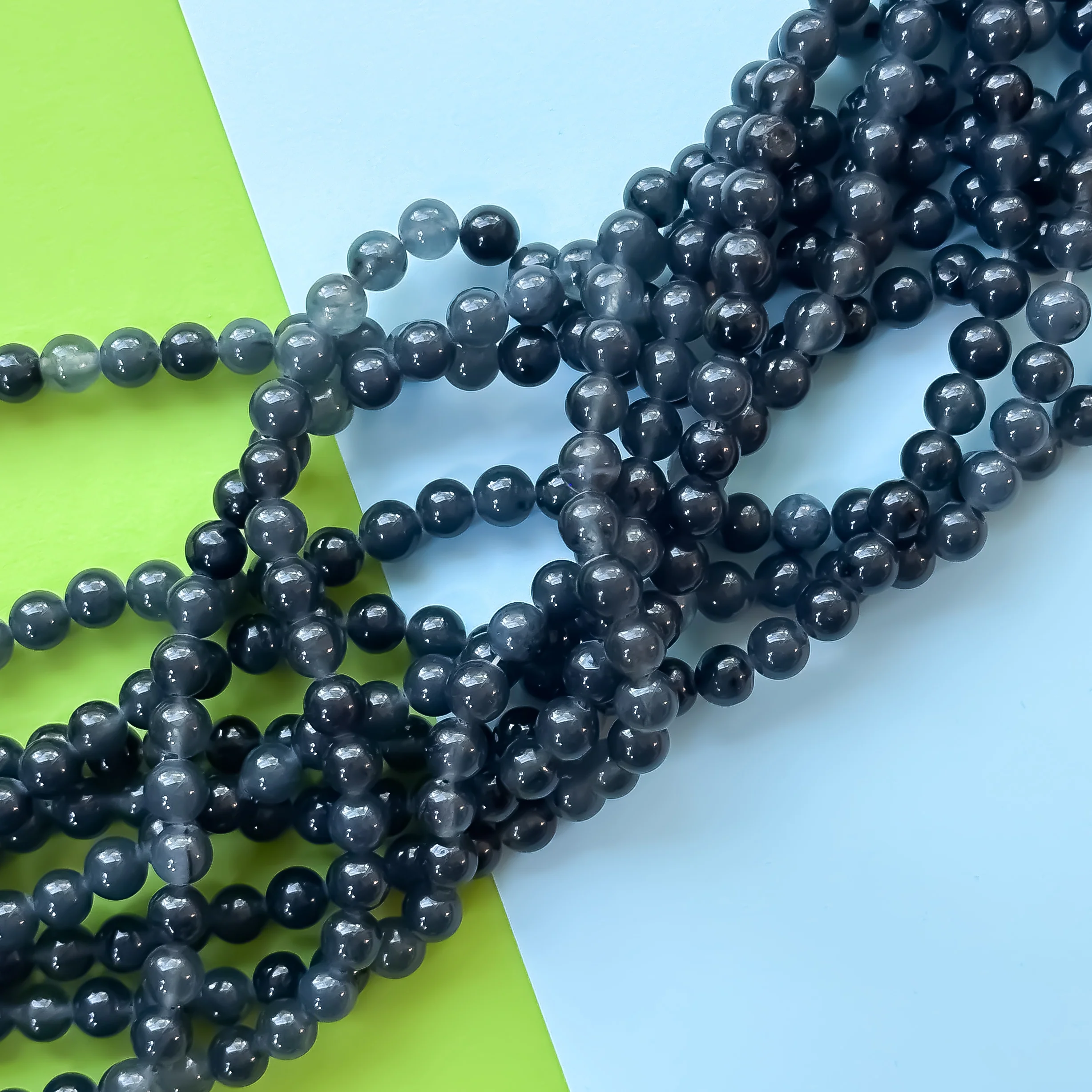 8mm Translucent Midnight Dyed Jade Rounds Strand - Image 3