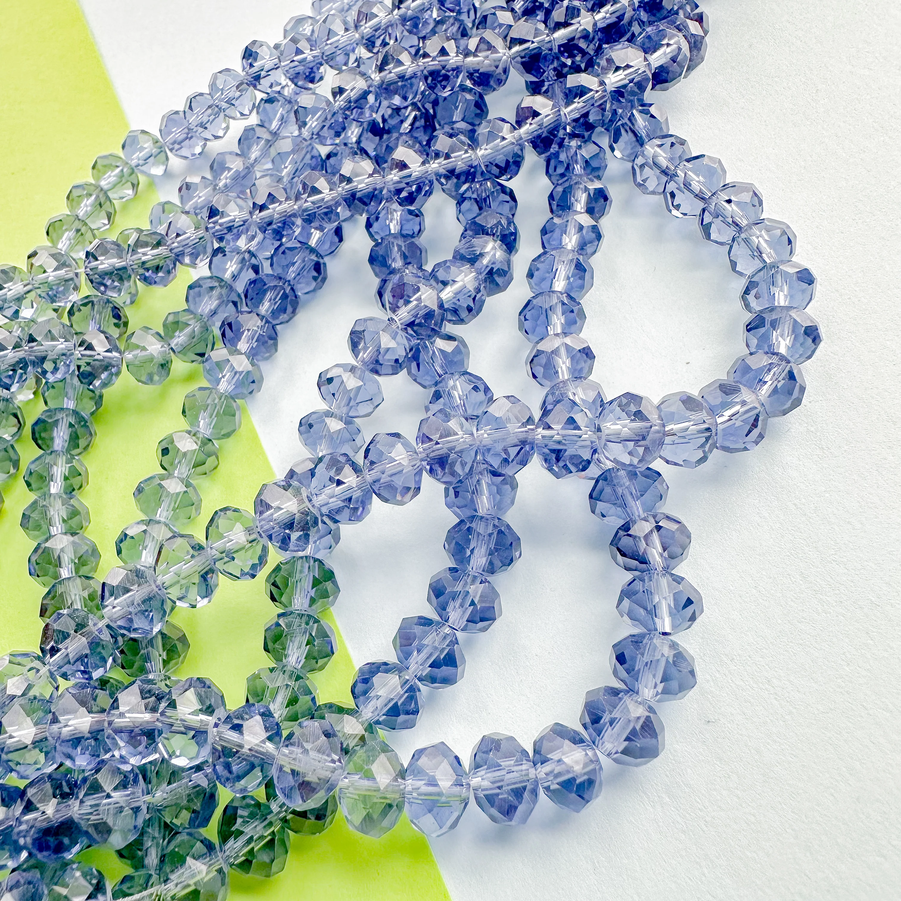 8mm Translucent Navy Faceted  Crystal Rondelle Strand - Image 3