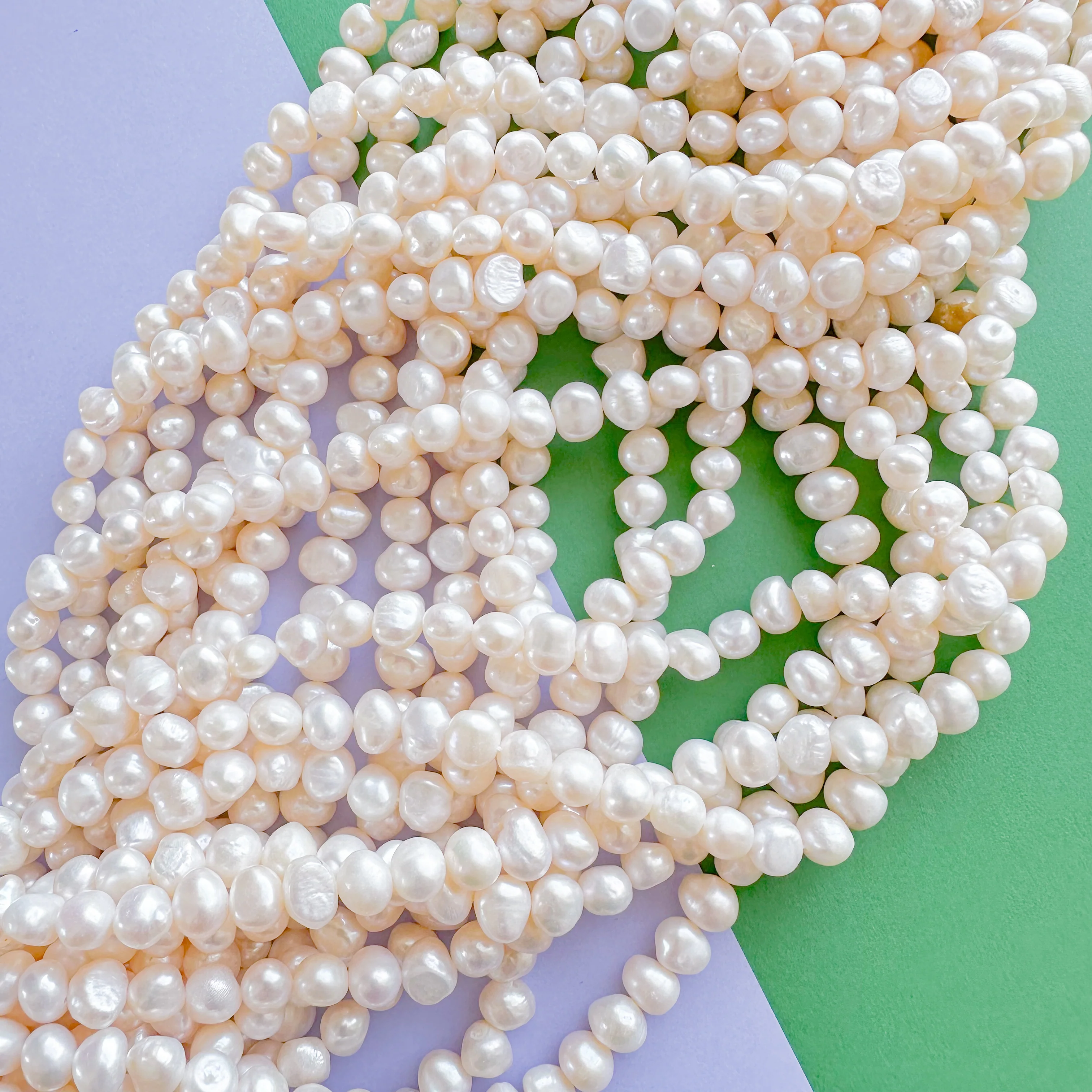 8mm White Potato Pearl Freshwater Pearl Strand - Image 2