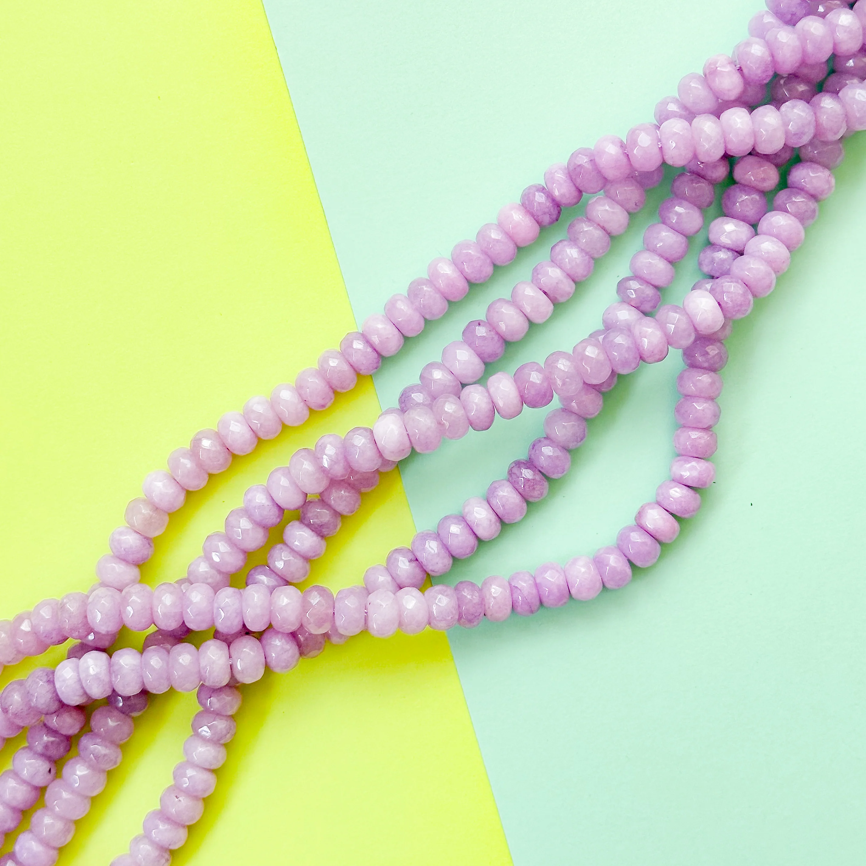 8mm Wisteria Faceted Dyed Jade Rondelle Strand - Image 3