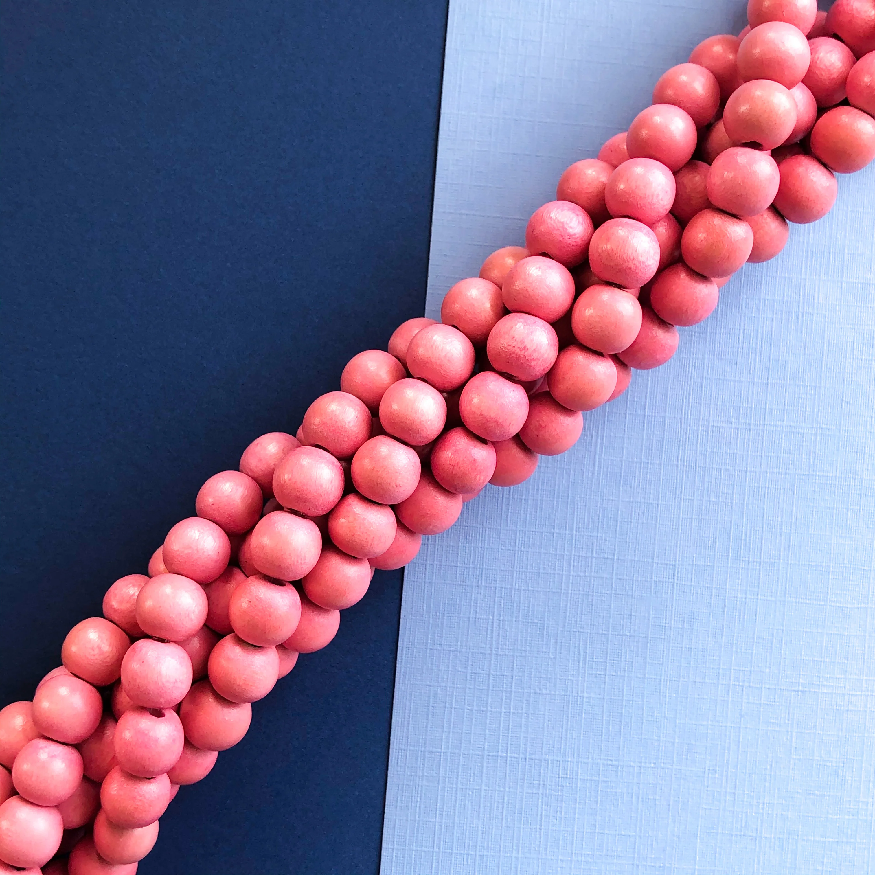 8mm Pink Wood Rounds Strand