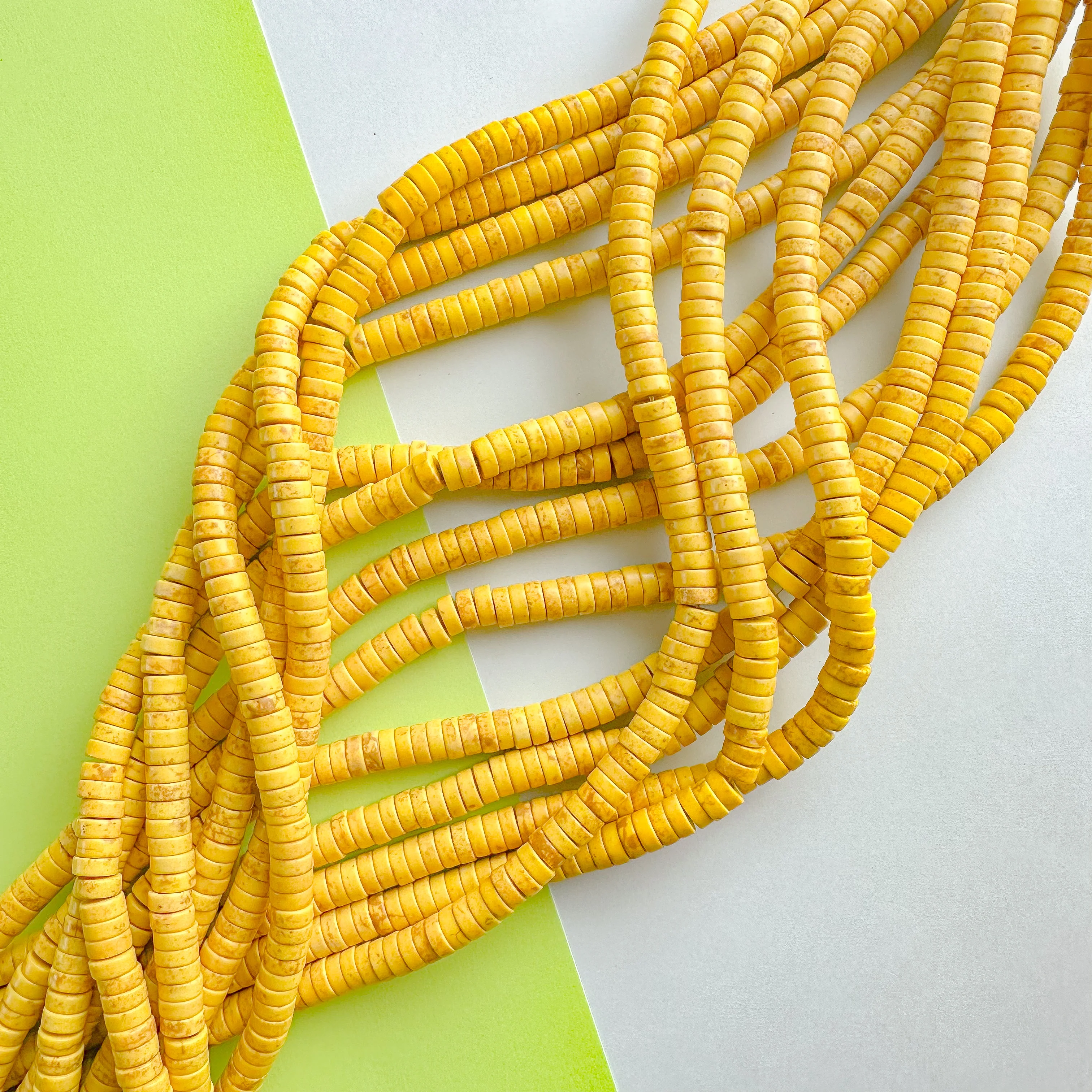 8mm Yellow Magnesite Heishi Strand - Image 2