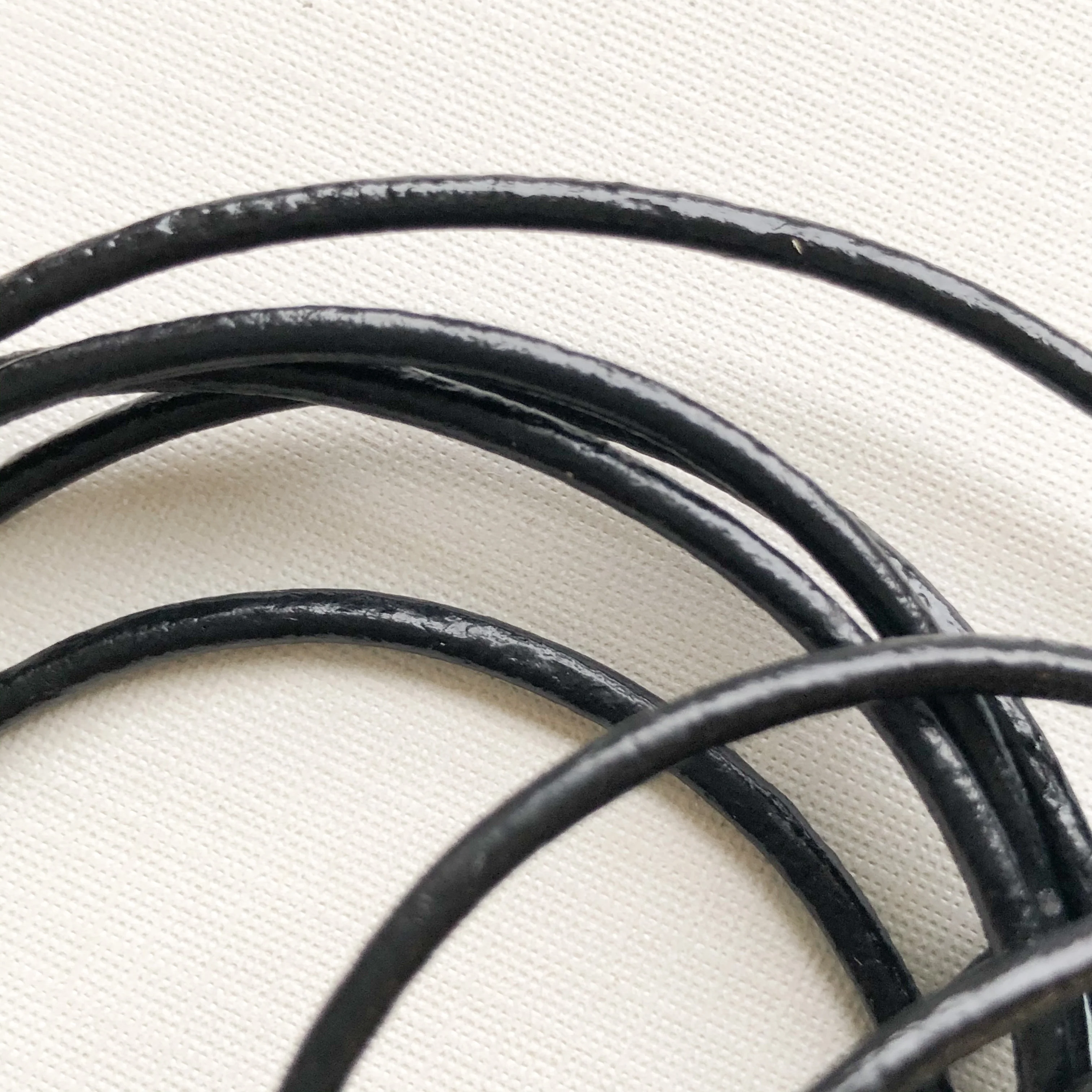 2mm Black Round Leather Cord - 6' - Image 3