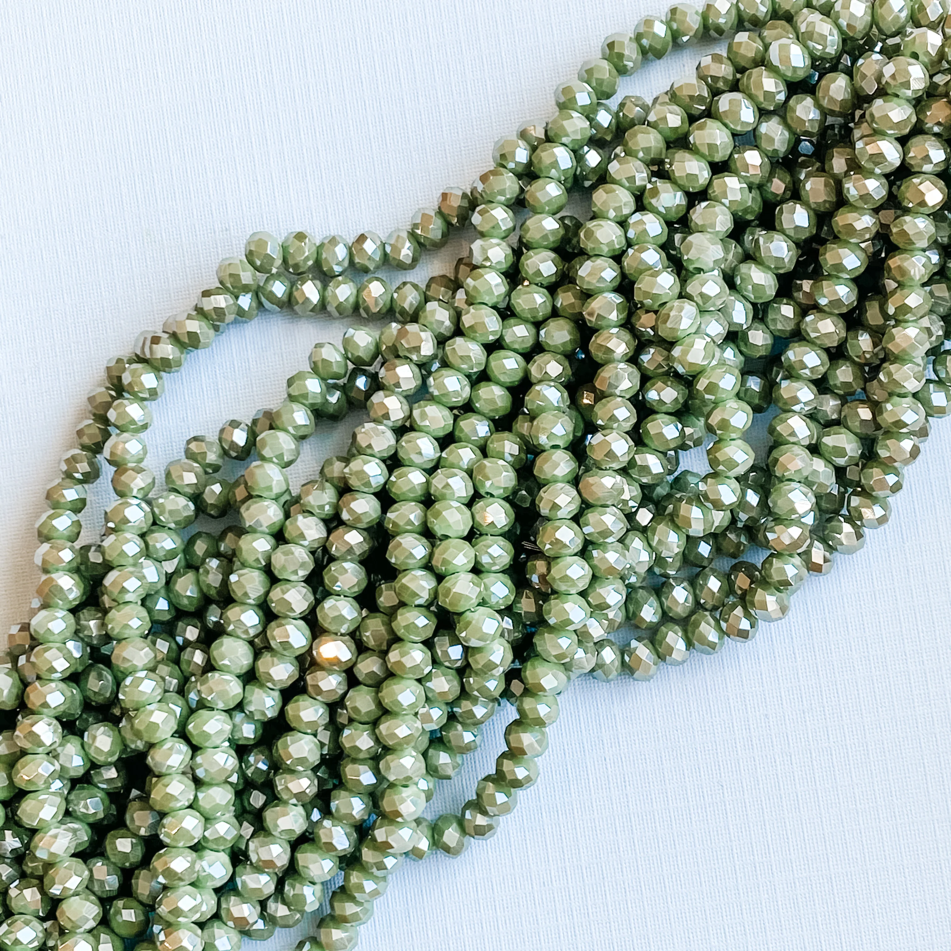 8mm Mystic Lime Faceted Crystal Rondelle Strand - Image 2