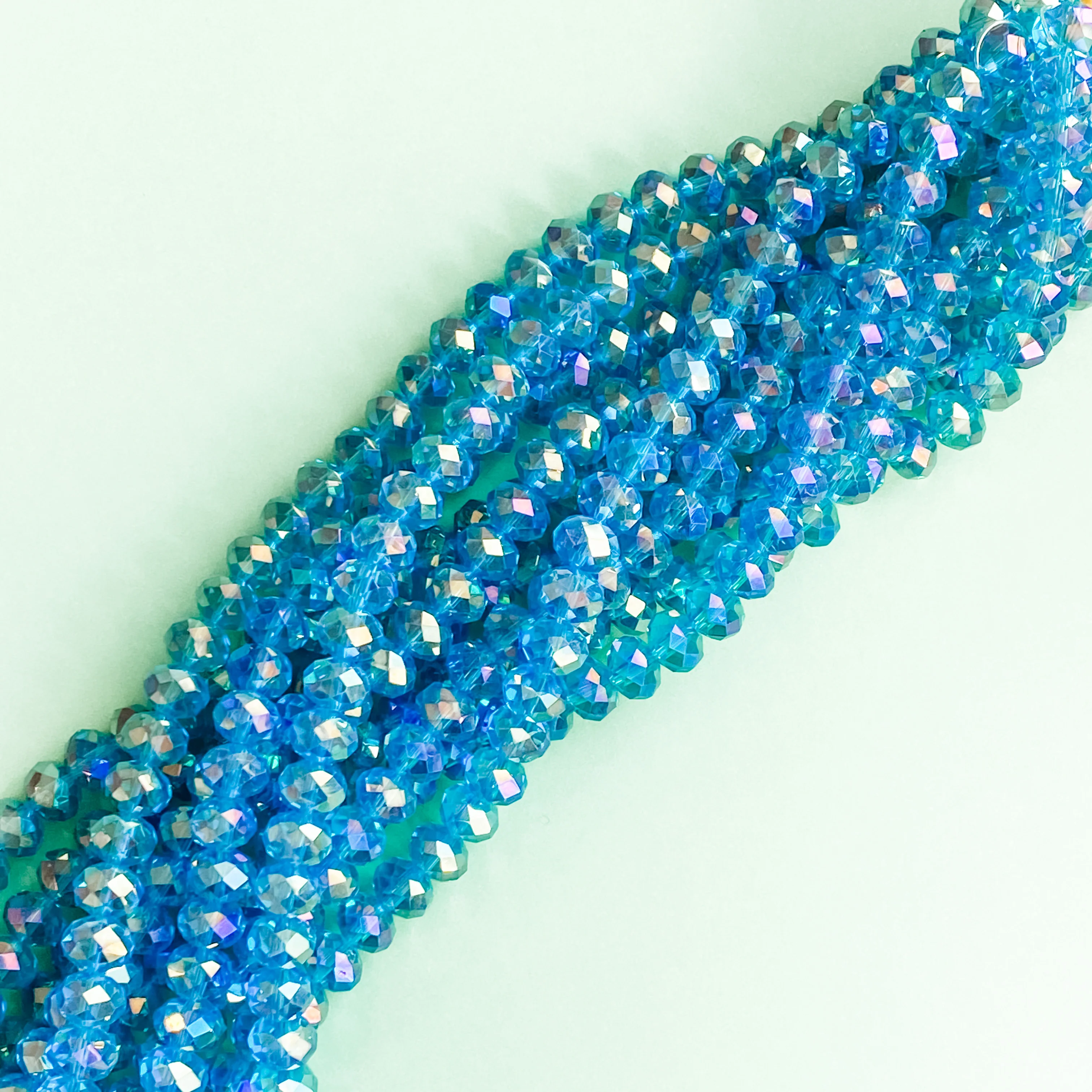 10mm Mermaid Blue Faceted Crystal Rondelle Strand - Image 2