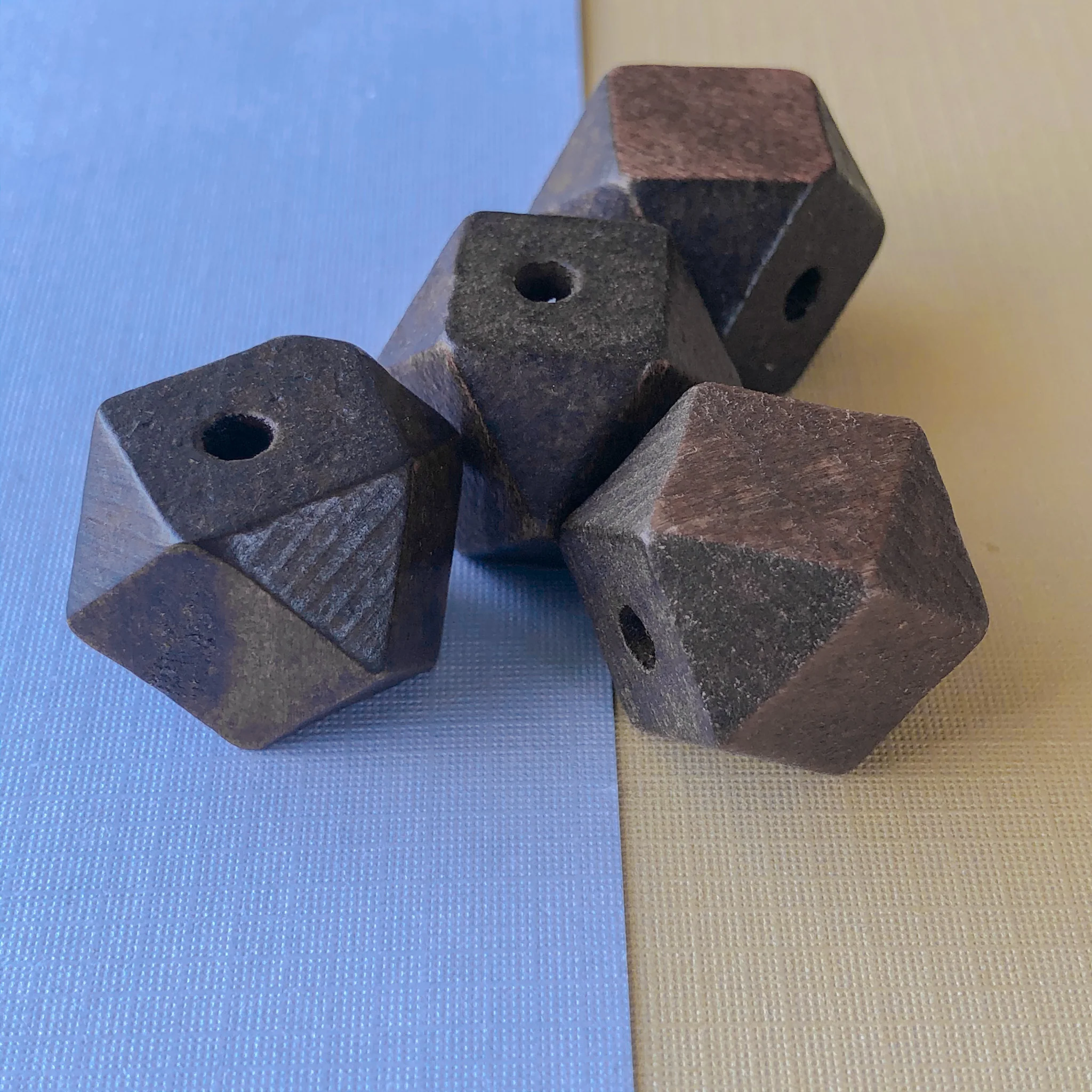 20mm Espresso Faceted Wood Beads - 4 Pack - Image 2