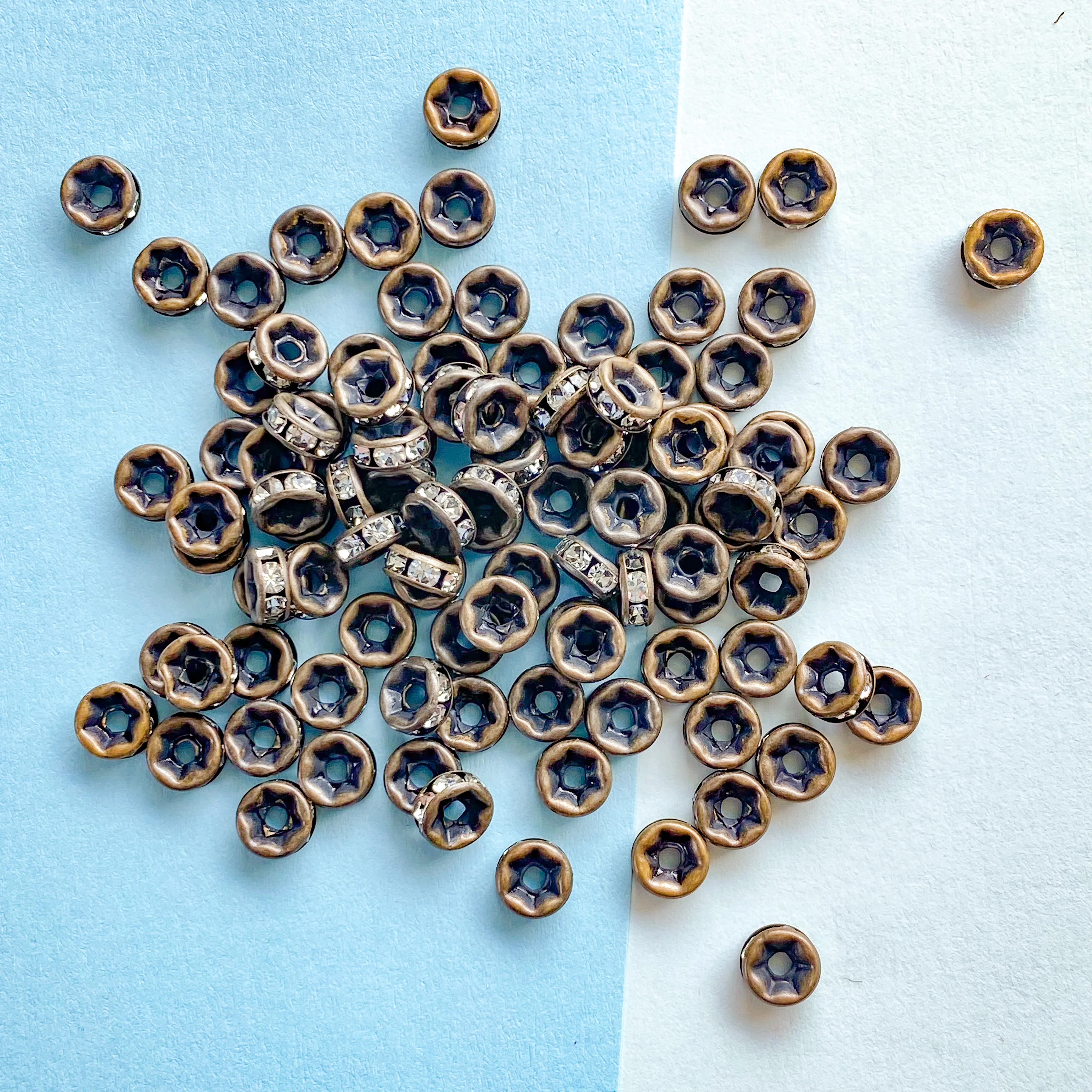 6mm Rhinestone Crystal Rondelle Matte Antique Bronze - 100 Pack - Image 3