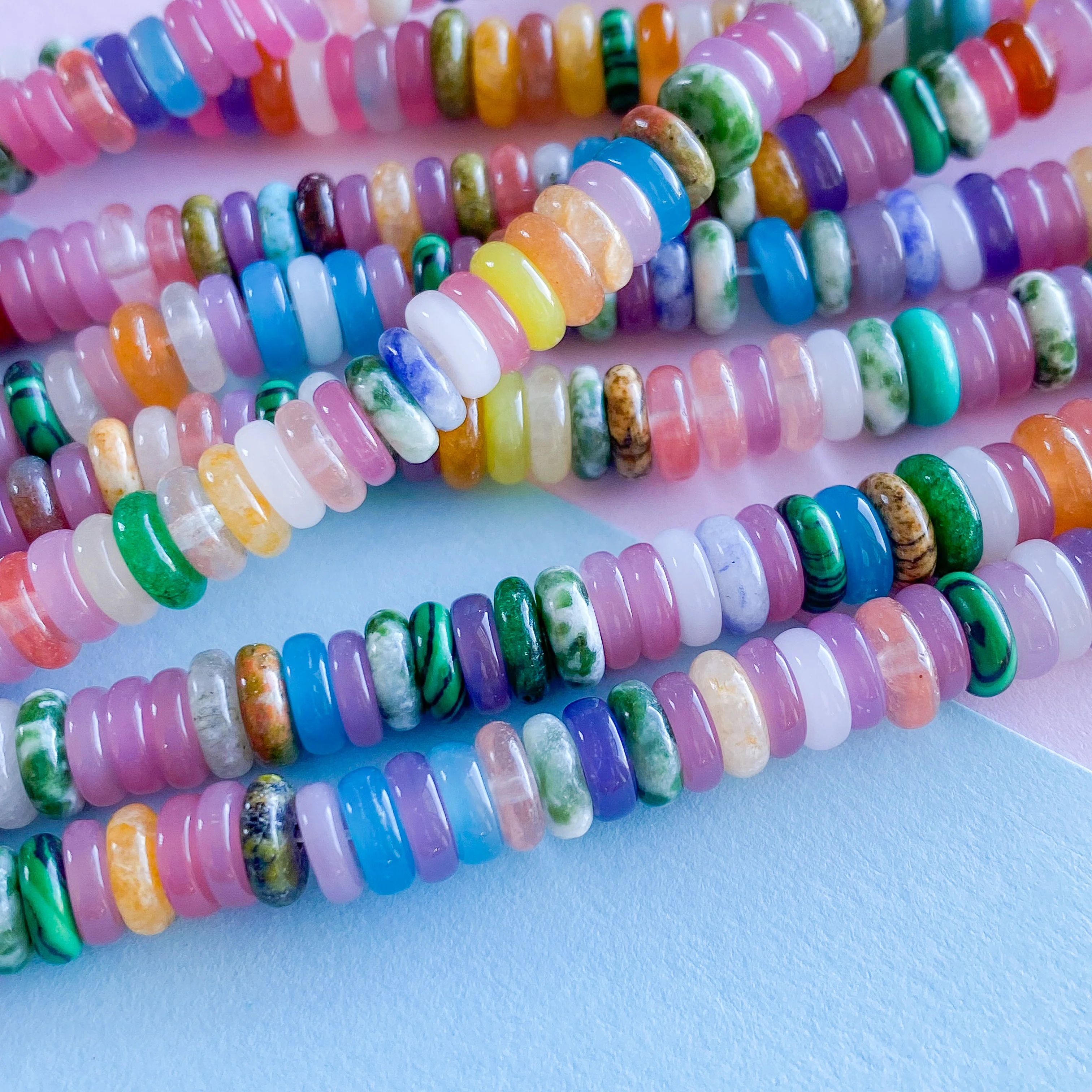 6mm Multi Stone Candy Rondelle Disc Strand - Image 4