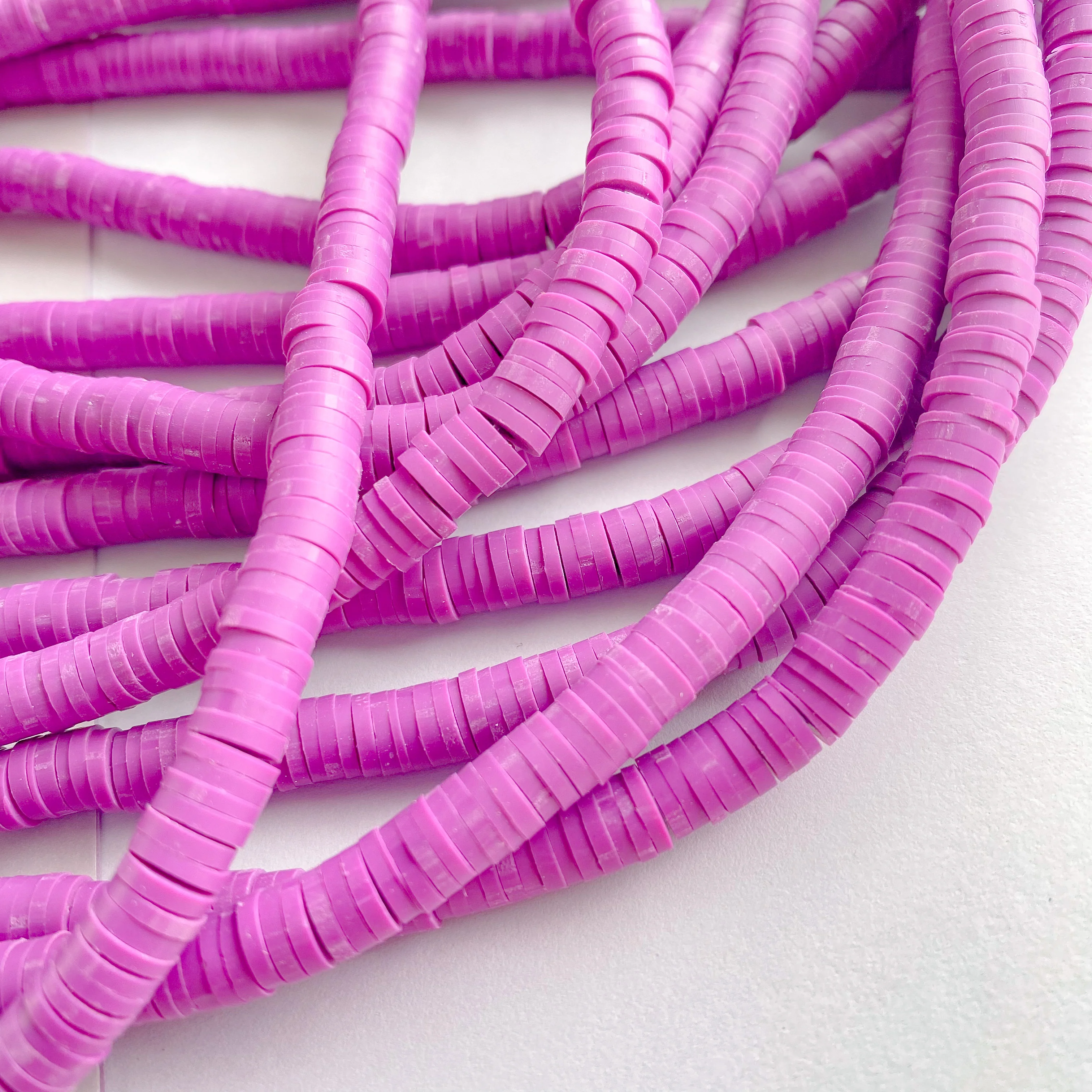 6mm Plum Polymer Clay Heishi Strand - Image 3
