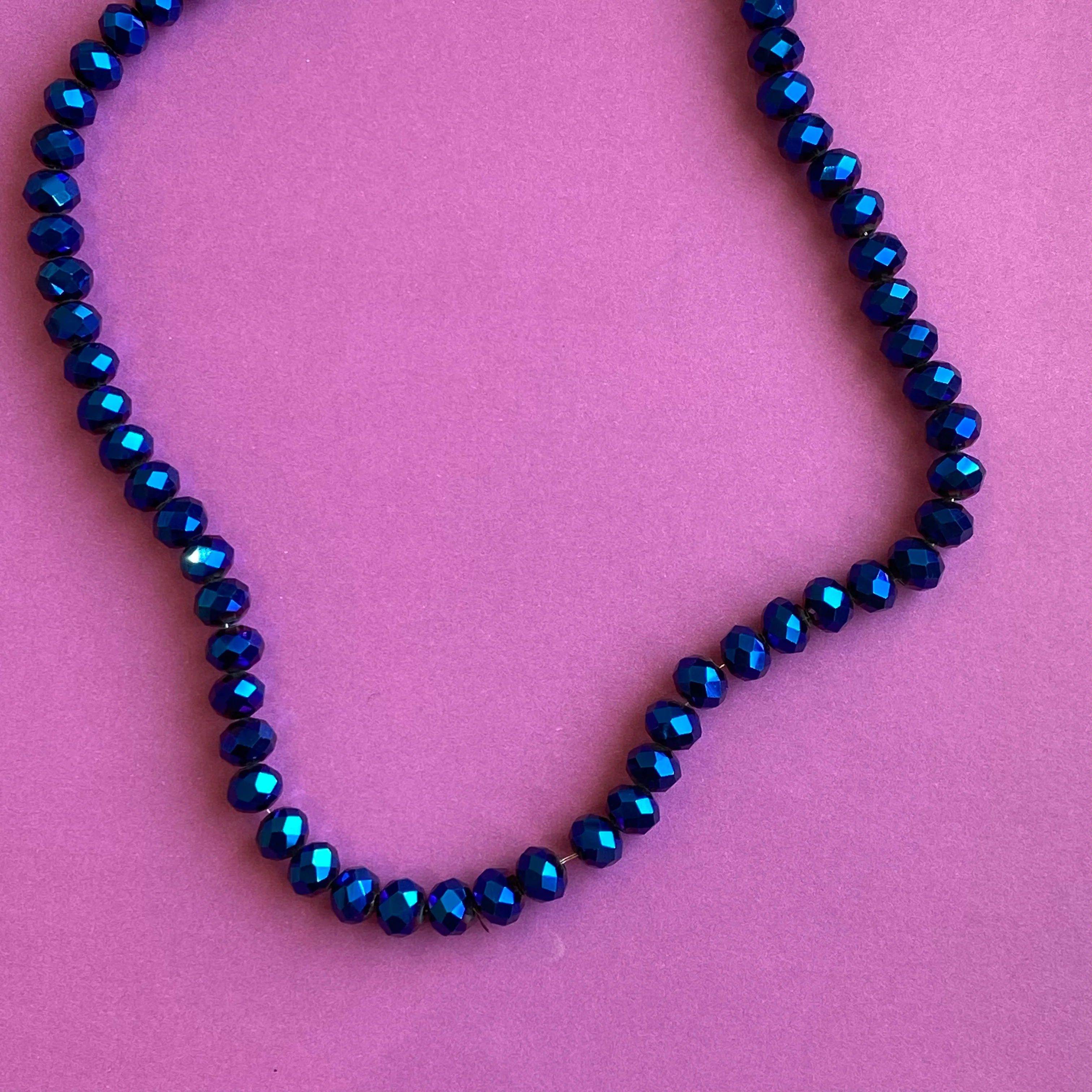 8mm Wizard Blue Faceted Crystal Rondelle Strand - Image 2