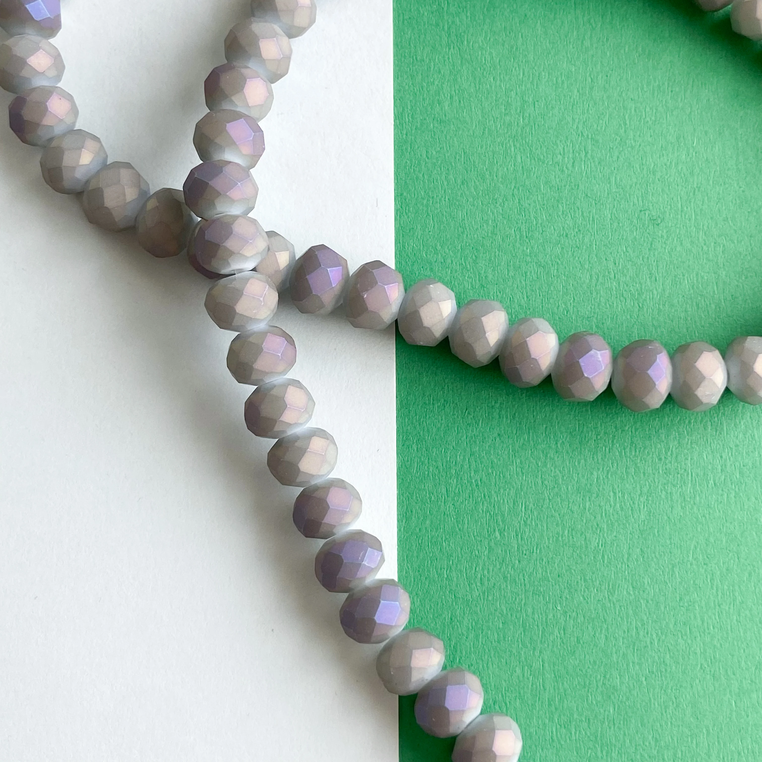 8mm Iridescent Matte Gray Faceted Crystal Strand - Image 3