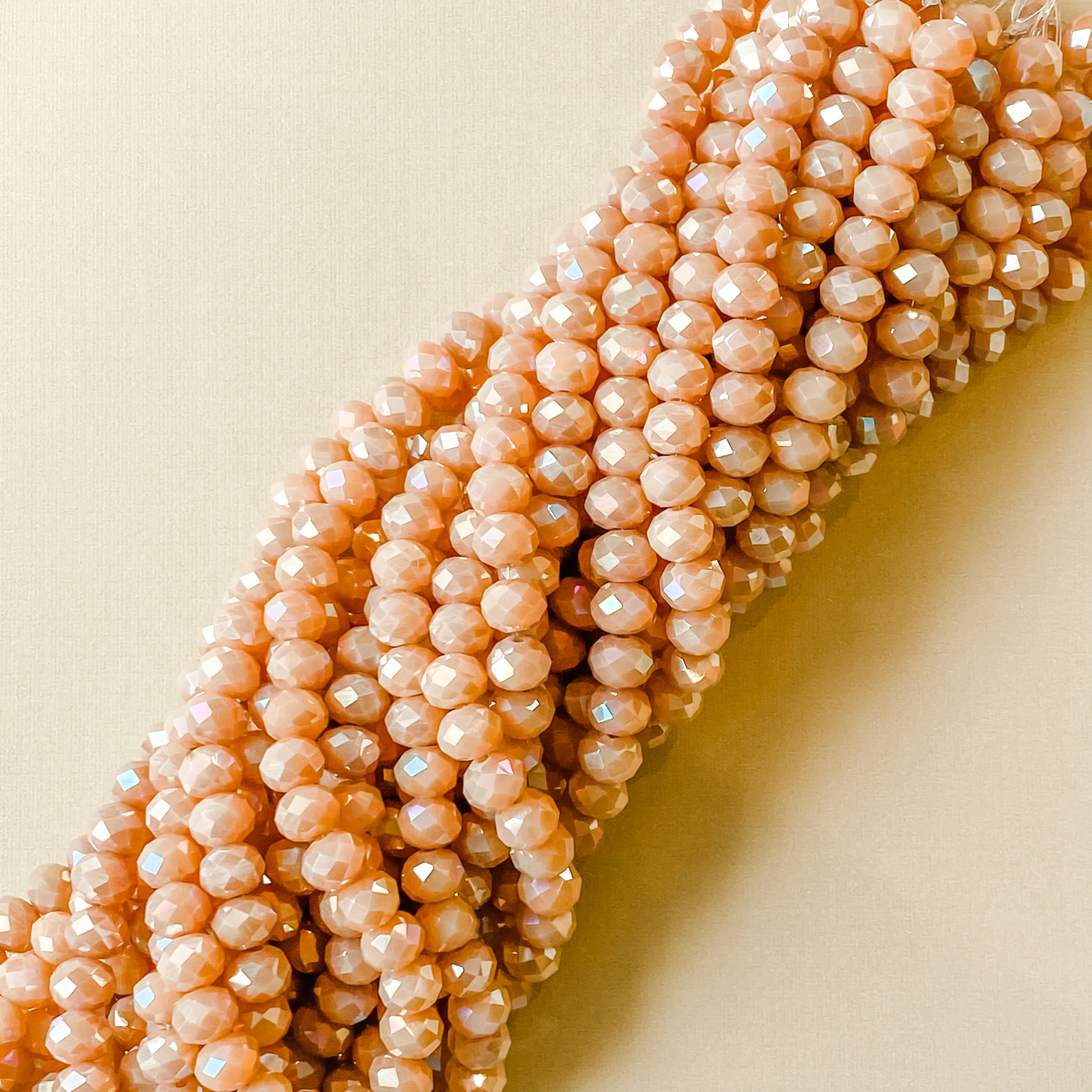 8mm Diamond Nectarine Opaque Crystal Strand