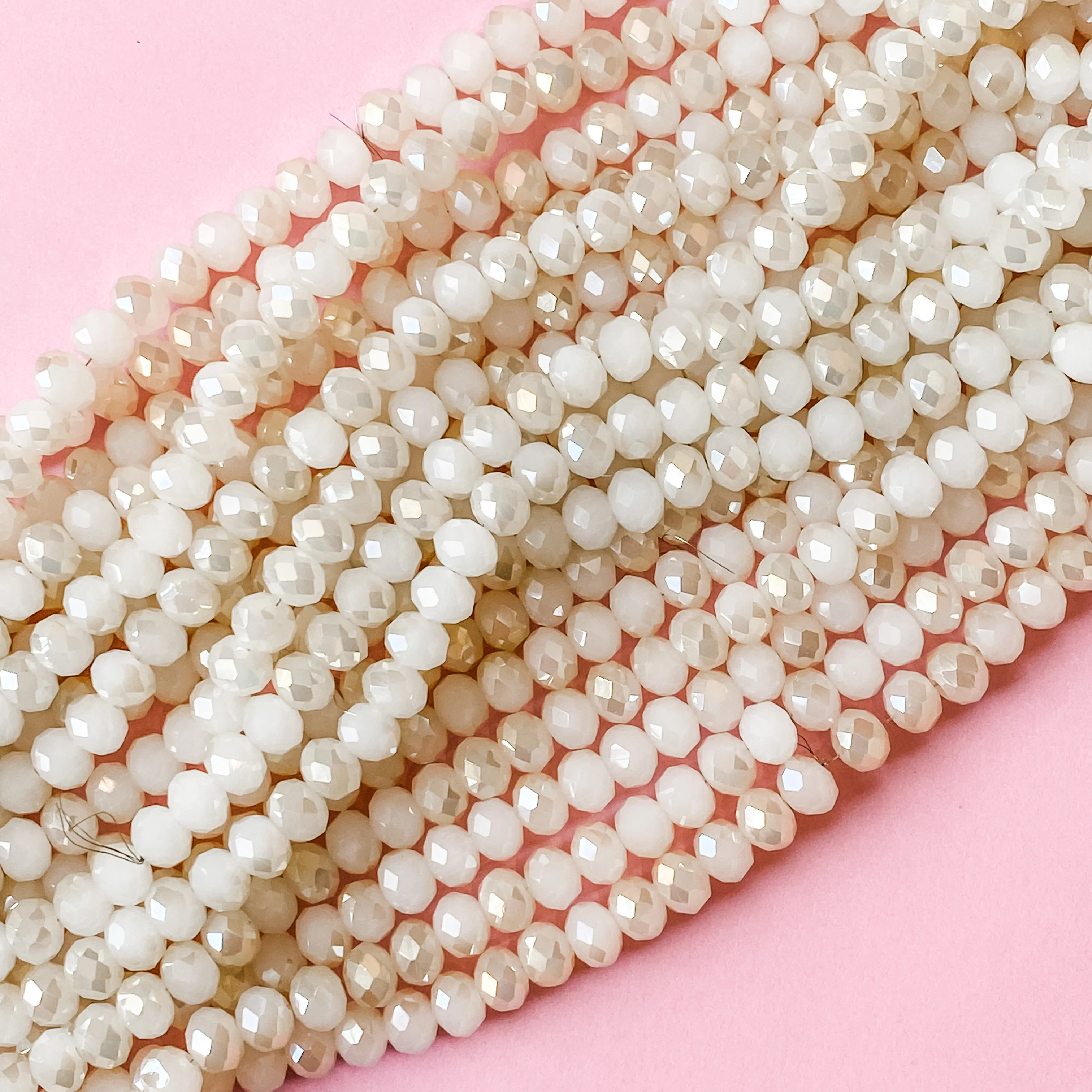 8mm Opalite Champagne Crystal Rondelle Strand - Image 2