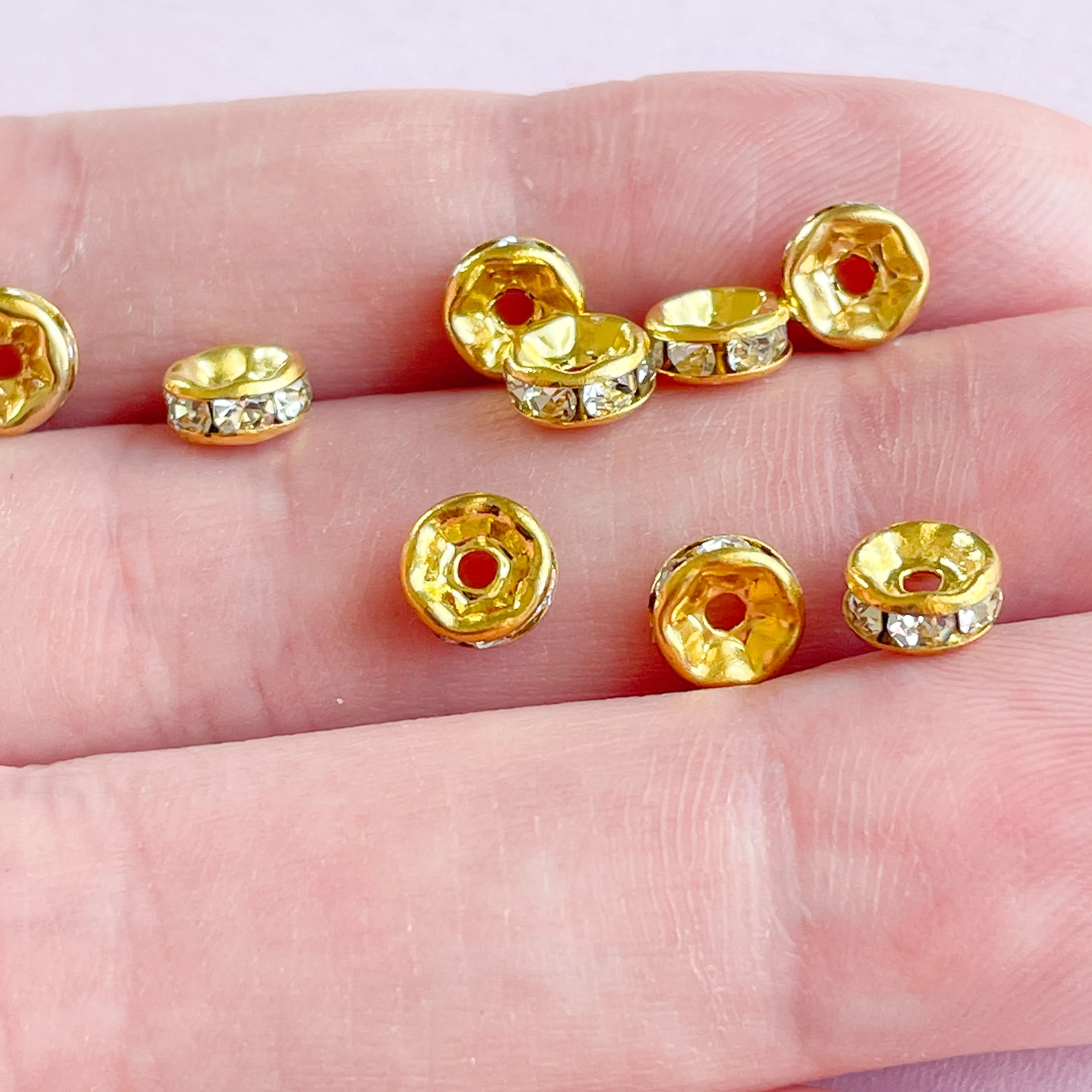 Gold Czech Crystal Rondelle - Pack of 10 - Image 3