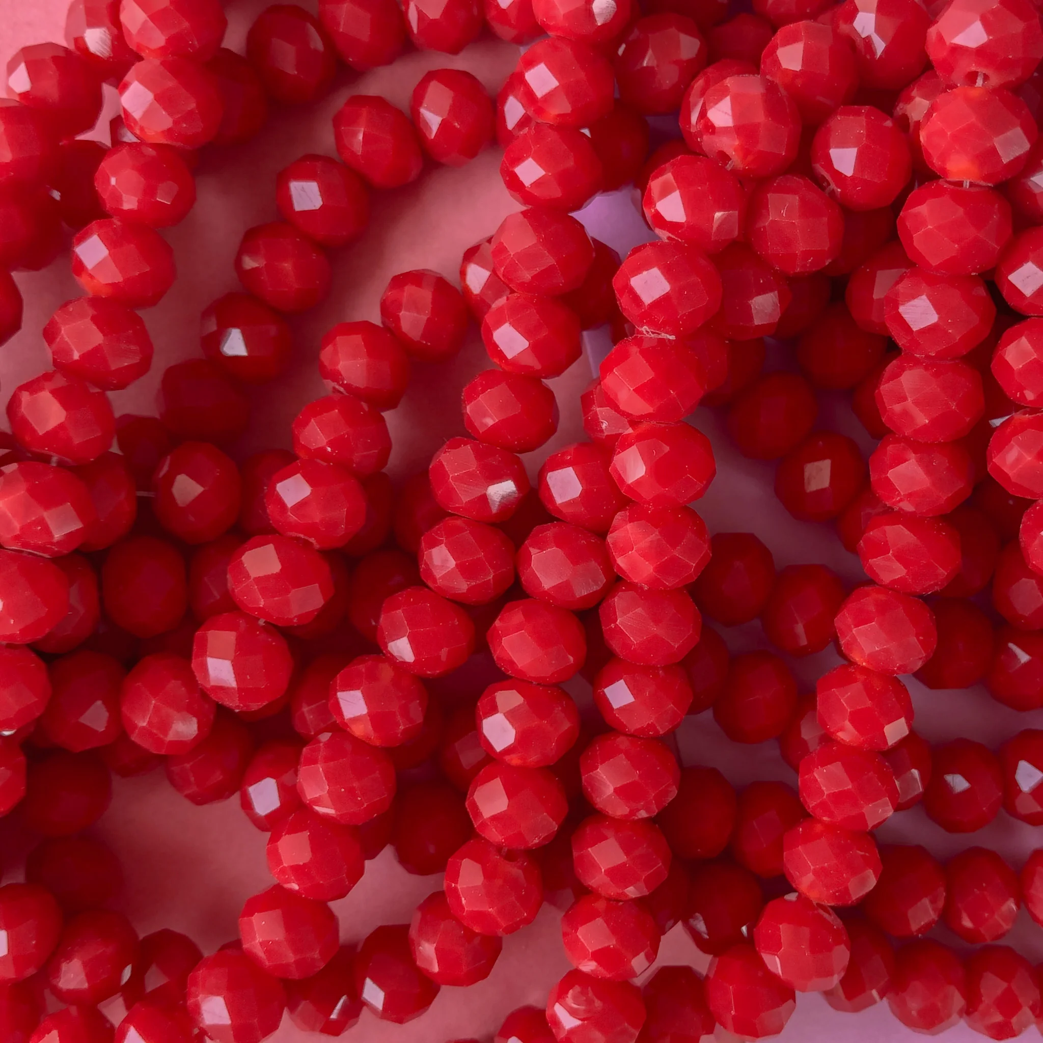 8mm Bright Red Faceted Chinese Crystal Strand - Image 2
