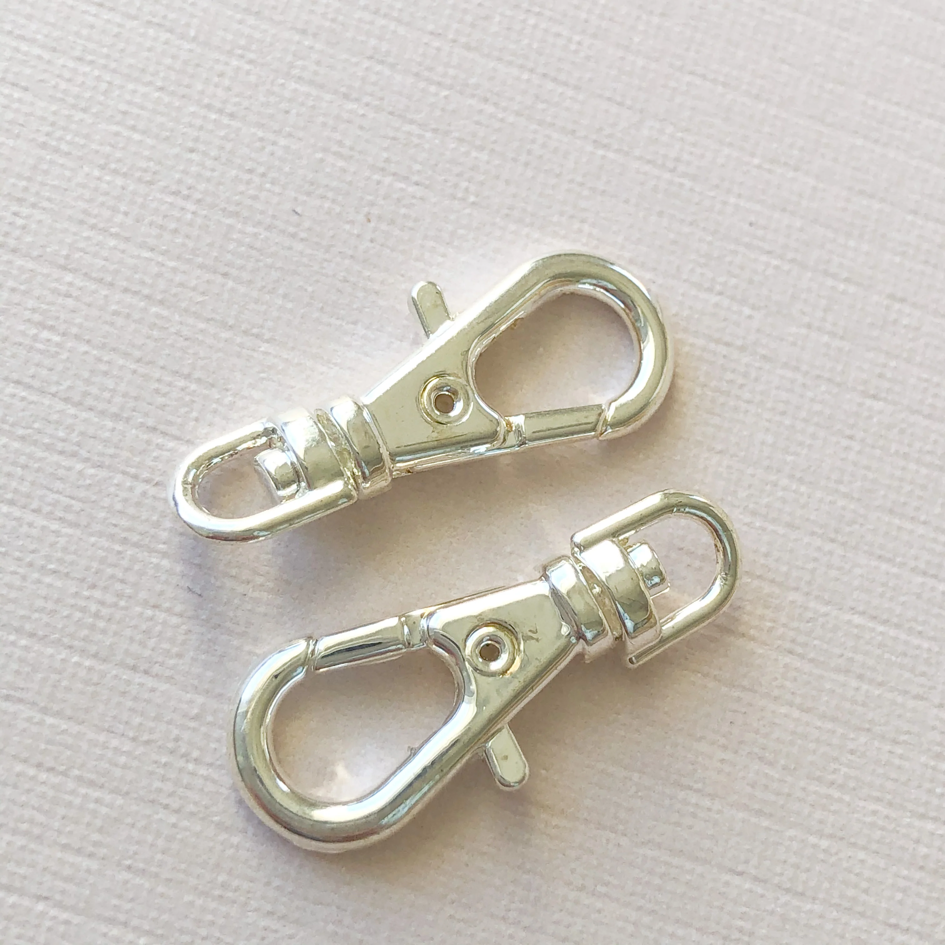 Shiny Silver Swivel Lobster Claw Clasp - Pack of 2 - Image 2