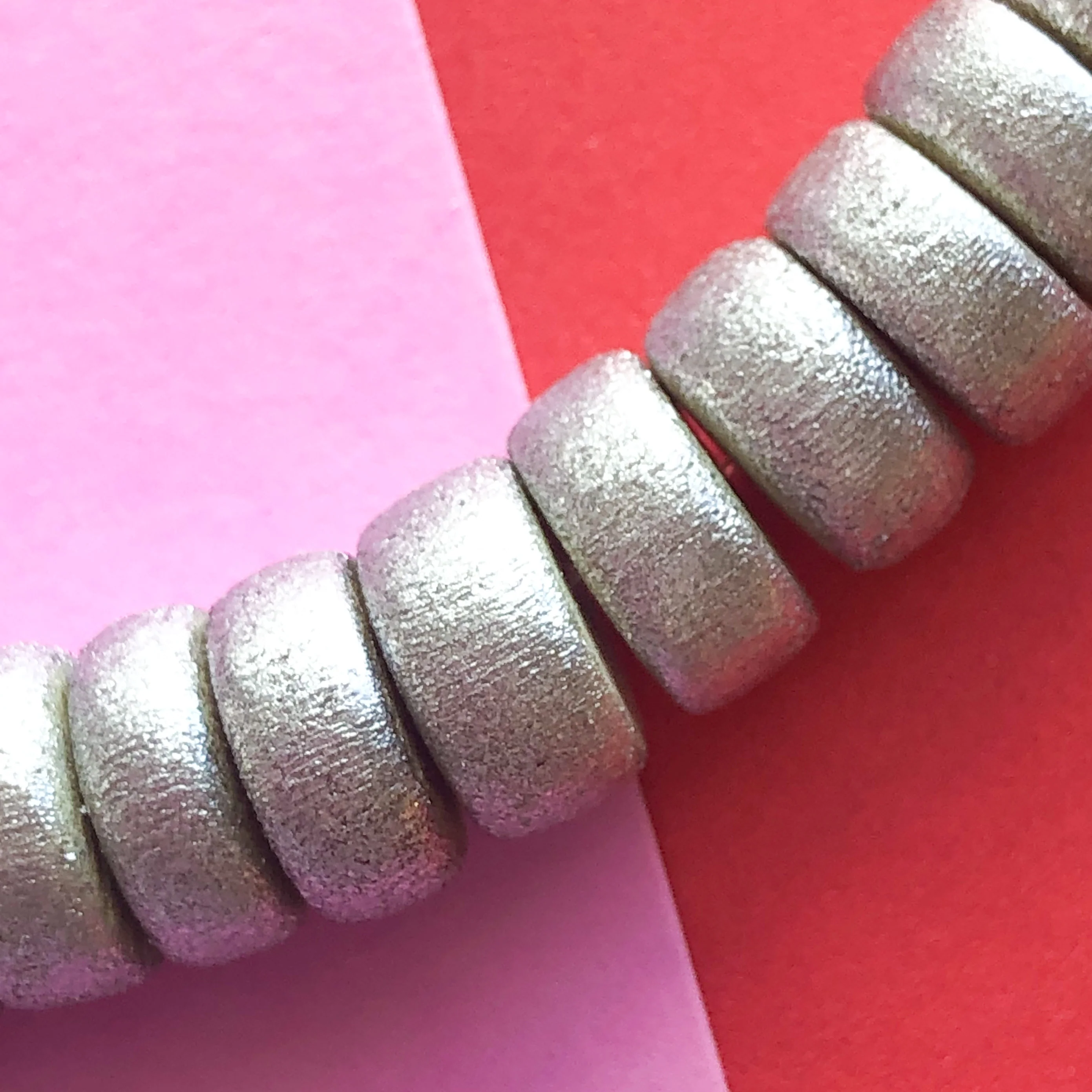 8mm Silver Wood Rondelle Strand - Image 3