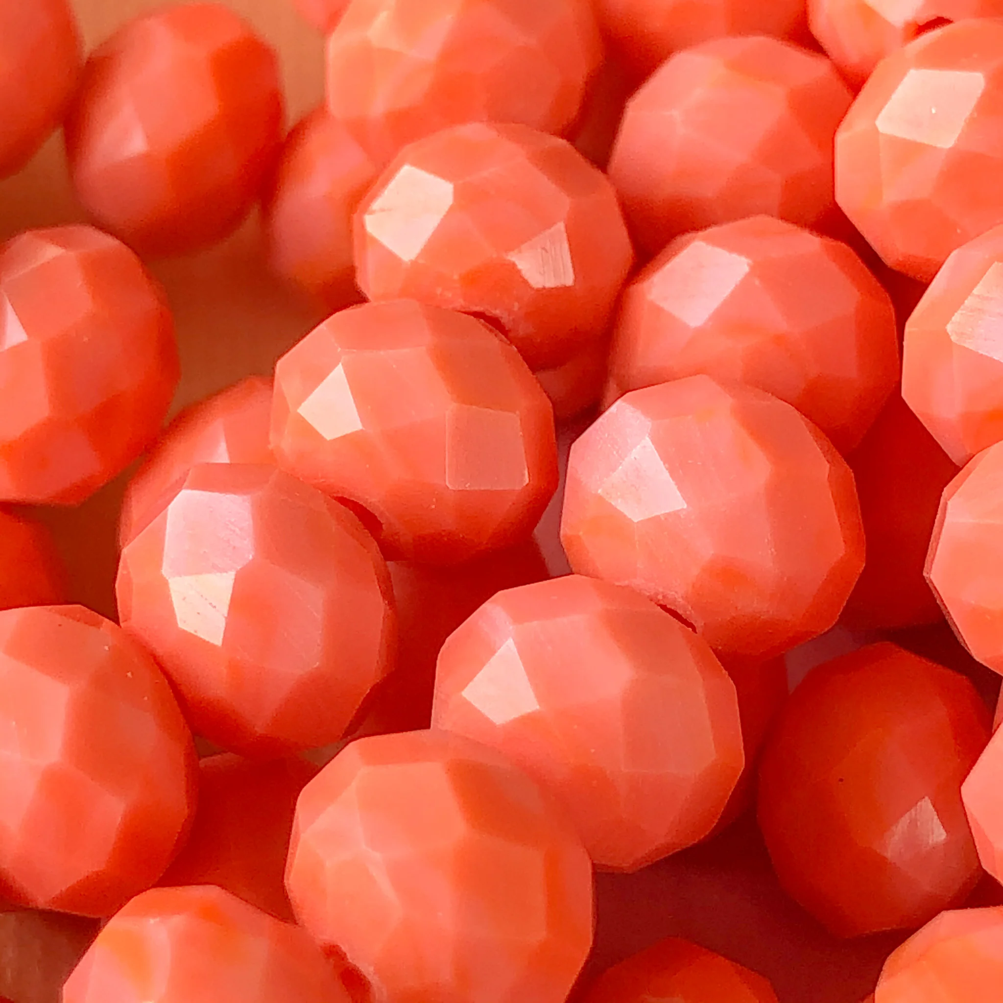 8mm Sparkling Coral Faceted Crystal Strand - Image 3