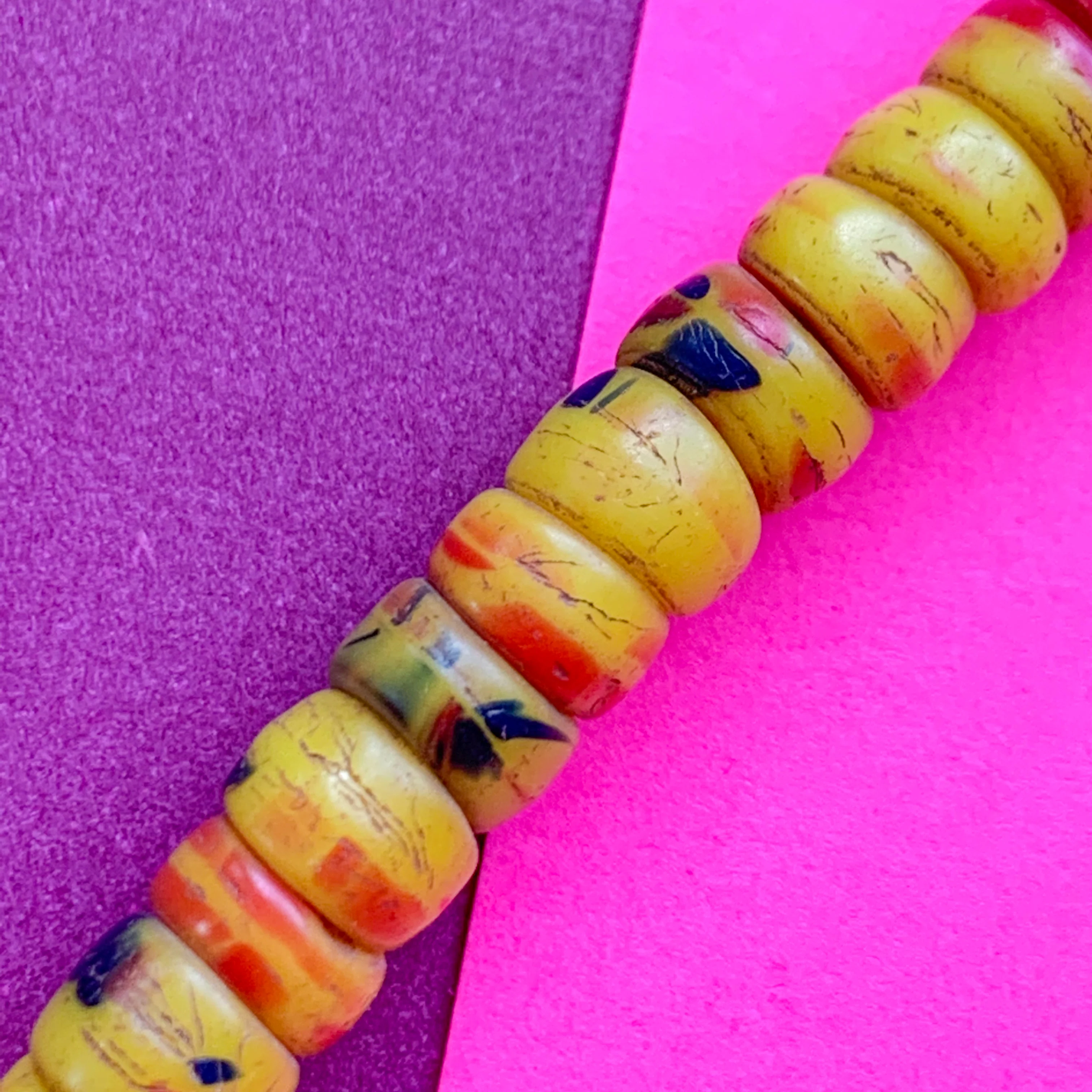 6mm Vintage Yellow Kakamba Glass Strand - Image 3